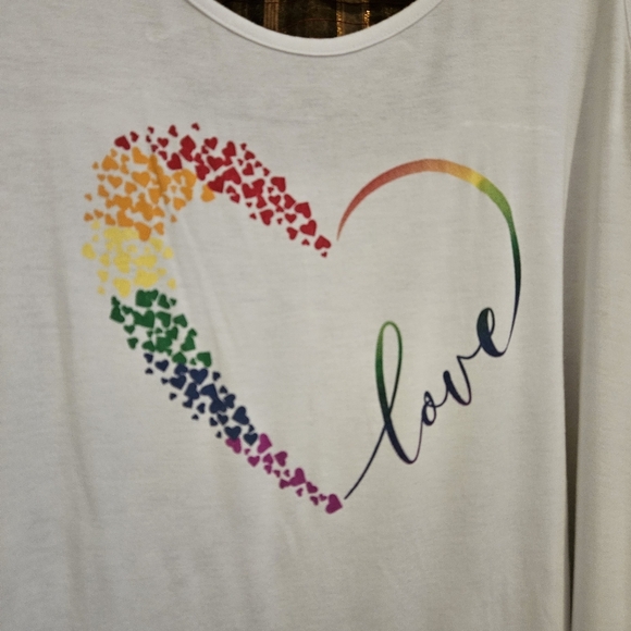 Lane Bryant Livi White Tank Top Rainbow Love Print & Cross Back, Plus Size 18/20 - Picture 3 of 5